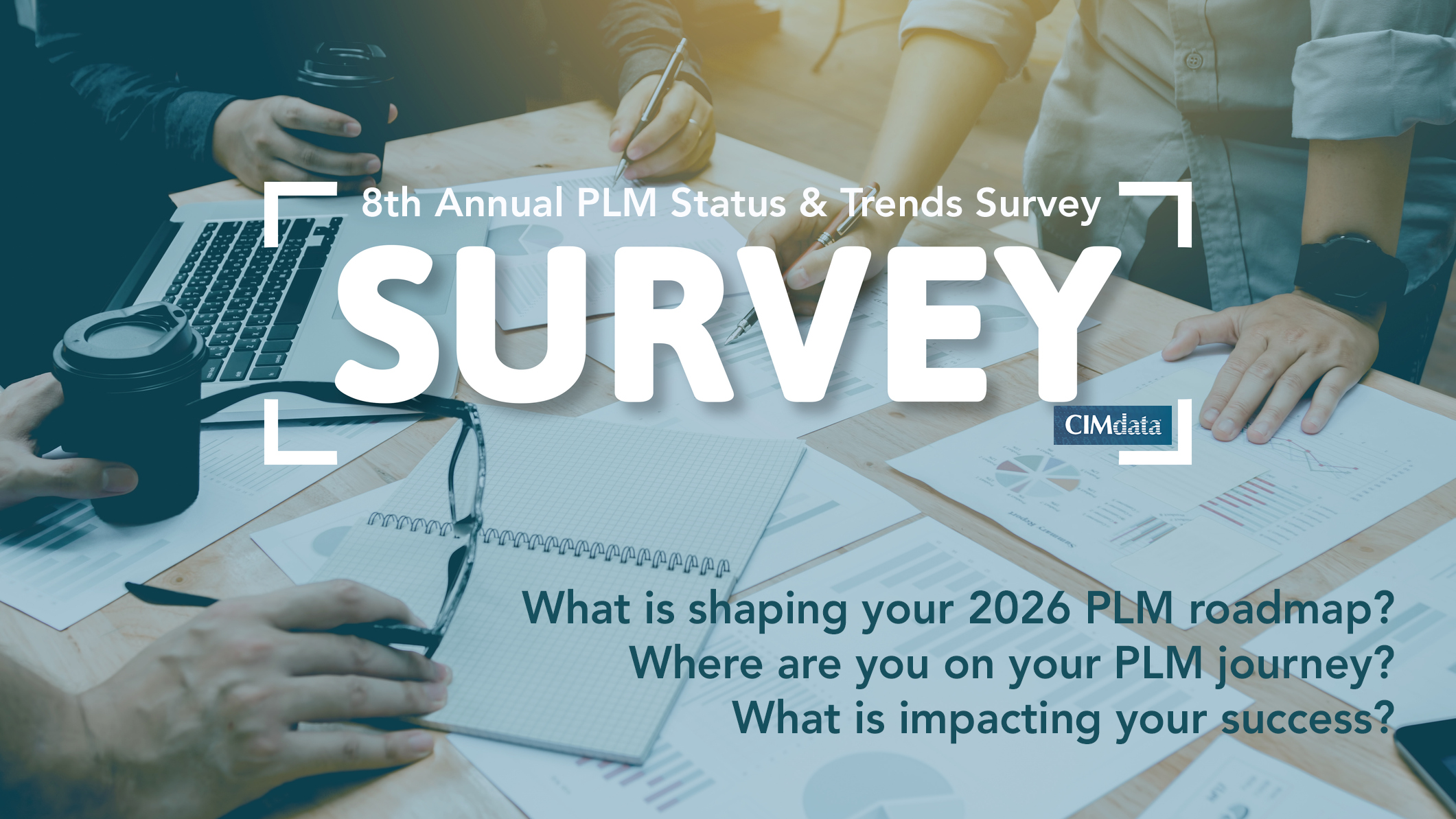 Abstract digital network representing a Digital Thread and PLM connectivity for the CIMdata 8th Annual Status and Trends Survey